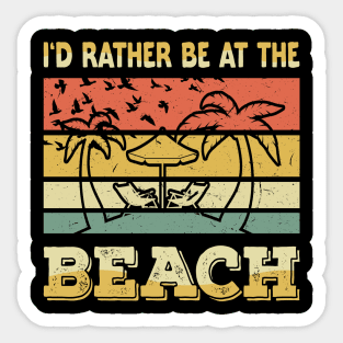 I'D RATHER BE AT THE BEACH - Tropical Surfer Summer Sticker